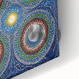Close-up of an abstract geometric acrylic glass artwork showcasing vibrant colors and sharp angles, ideal for modern home decor and artistic displays.
