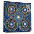 Abstract geometric acrylic glass artwork featuring a side view with visible pins, showcasing vibrant colors and sharp angles, ideal for modern decor.