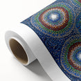 Abstract geometric rolled canvas artwork showcasing vibrant colors and intricate shapes, elegantly packaged in a protective cardboard tube for secure delivery.