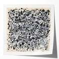 Colorful abstract splatter design on glossy canvas print, showcasing vibrant hues of blue, pink, and yellow, ideal for modern home decor. Perfect for art enthusiasts seeking a lively aesthetic.