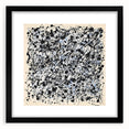 Abstract black frame with mat showcasing colorful splatter art design, ideal for modern home decor, displayed in a front view setting. Perfect for artistic interior styling.