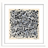 Abstract splatter art frame with a white mat, showcasing vibrant colors and dynamic patterns, perfect for modern home decor or office interiors.