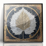 Framed wall art featuring a floral and botanical design with vibrant colors, set in a sleek black frame, ideal for modern home decor aesthetics.