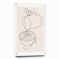 Large abstract wall art on acrylic glass depicting vibrant culinary motifs, ideal for dining room decor.