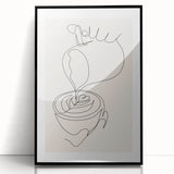 Large abstract wall art featuring swirling black and white patterns on acrylic, framed in black.