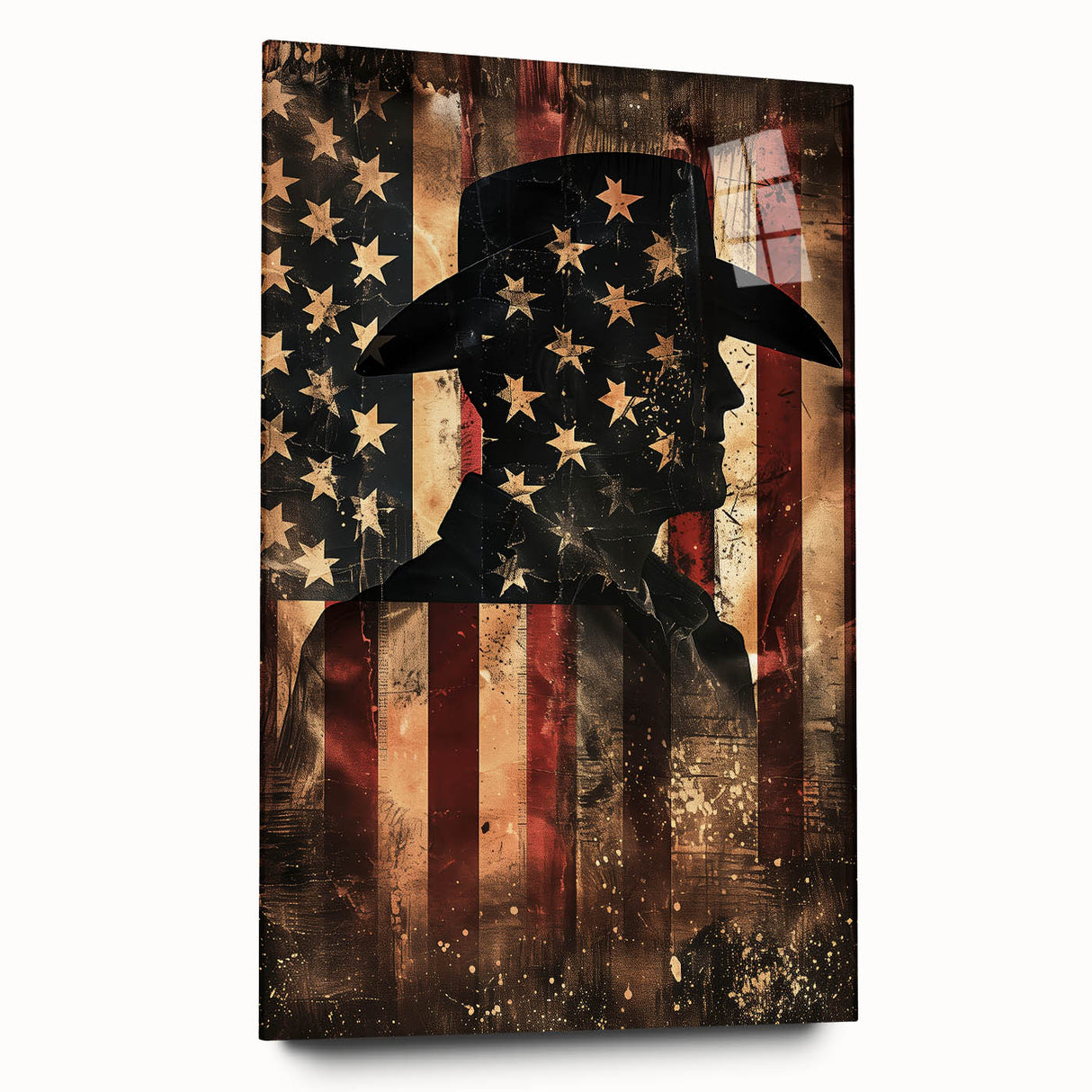 Rustic Cowboy & USA Flag - Patriotic Wall Art for Independence Day