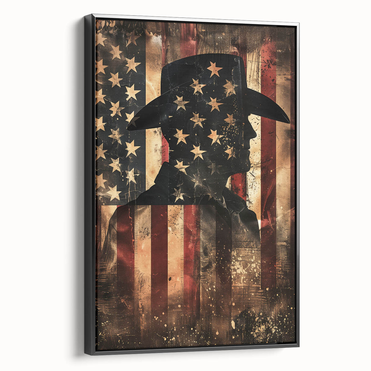 Rustic Cowboy & USA Flag - Patriotic Wall Art for Independence Day