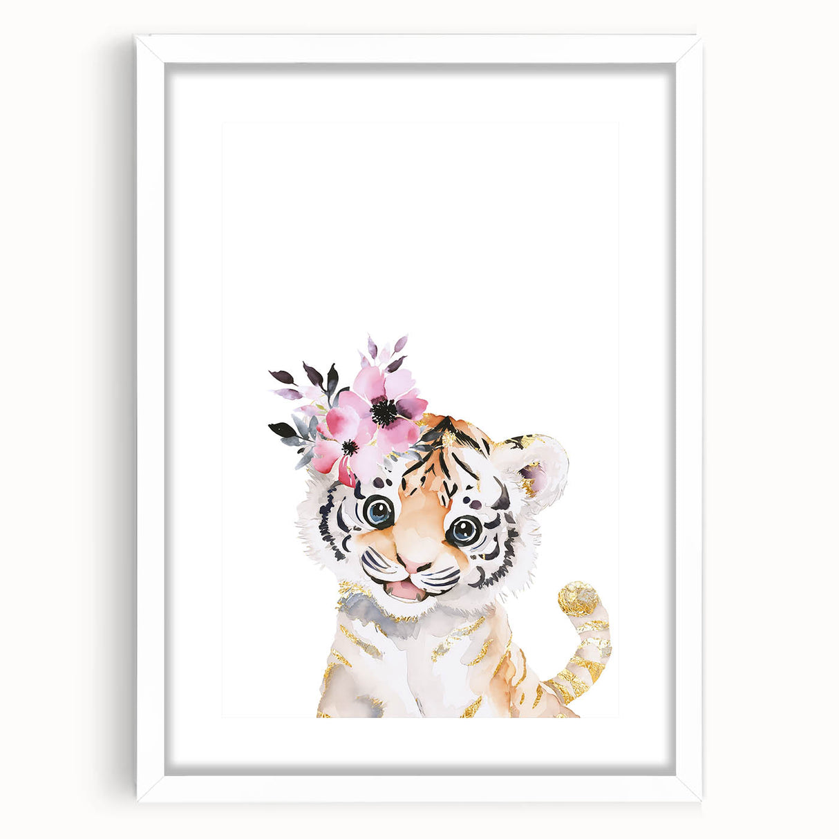 Floral Baby Tiger Girls Room Wall Art – Nursery Print