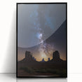 Framed acrylic artwork showcasing a desert landscape in vibrant colors, featuring a black frame, ideal for modern home decor or office settings.