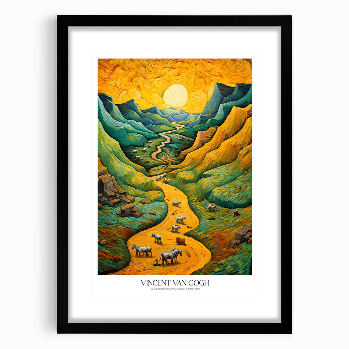 Extra large framed wall art print featuring an impressionist, textured style with vibrant colors.