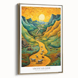 Impressionist landscape painting on framed canvas, featuring a gold frame, ideal for bedroom wall art.