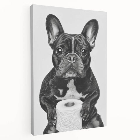 French Bulldog Bathroom Wall Art - Bold Black and White Decor