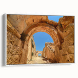 Framed canvas depicting a serene Ethiopian landscape in muted earth tones, ideal for bedroom wall art.