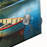 Large abstract wall art featuring a mid-century modernist style depiction of the Mauritian landscape in acrylic.