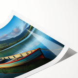 Extra large rolled print featuring line art flowers in vibrant colors, ideal for large living room wall decor.