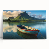 Large black and white photo of Mauritius scenery on stretched canvas, ideal for kitchen wall art or bedroom ambiance.
