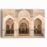 A large black and white canvas print depicting a Moroccan street scene, ideal for kitchen wall art.