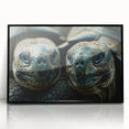 Large abstract wall art depicting an African Seychelles scenery in black and white tones on a framed acrylic.