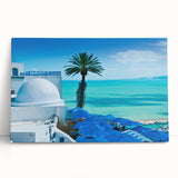 Black and white large canvas print of Tunisian landscape, ideal for kitchen wall art or bedroom ambiance.