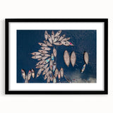 Extra large abstract art print featuring vibrant, colorful textures, ideal for living room decor, framed with a black mat.