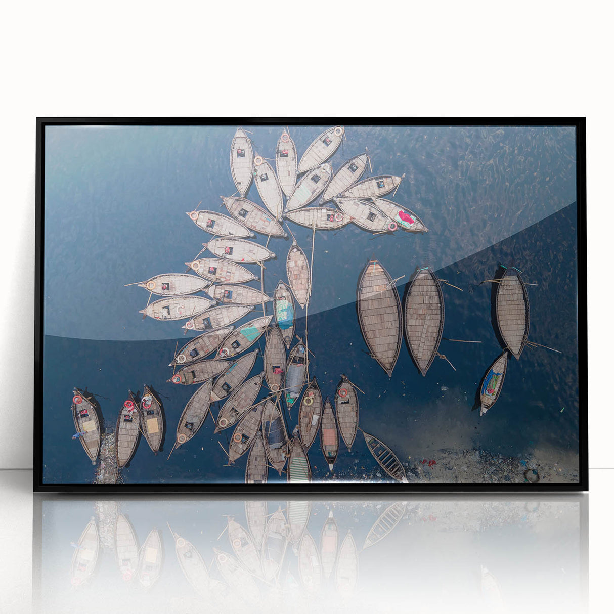 Large abstract wall art depicting a Bangladesh scenery in muted earth tones on a framed acrylic.