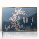 Framed acrylic print of a serene Bangladesh landscape in muted green and blue tones, ideal for modern art wall decor.