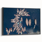 Black and white framed canvas of a vintage landscape painting depicting a serene Bangladesh scenery, ideal for bedroom decor.