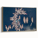 Framed canvas of a vintage-style landscape painting featuring serene Bangladesh scenery in black and gold tones.