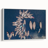 Vintage poster art of a Bangladesh scenery on a framed canvas, featuring vibrant colors, ideal for living room decor.