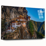 Acrylic print of a large abstract depiction of Bhutan scenery in earthy tones, suitable for bedroom or dining room decor.