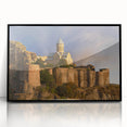 Large abstract wall art depicting a geometric pattern in muted earth tones on a framed acrylic.