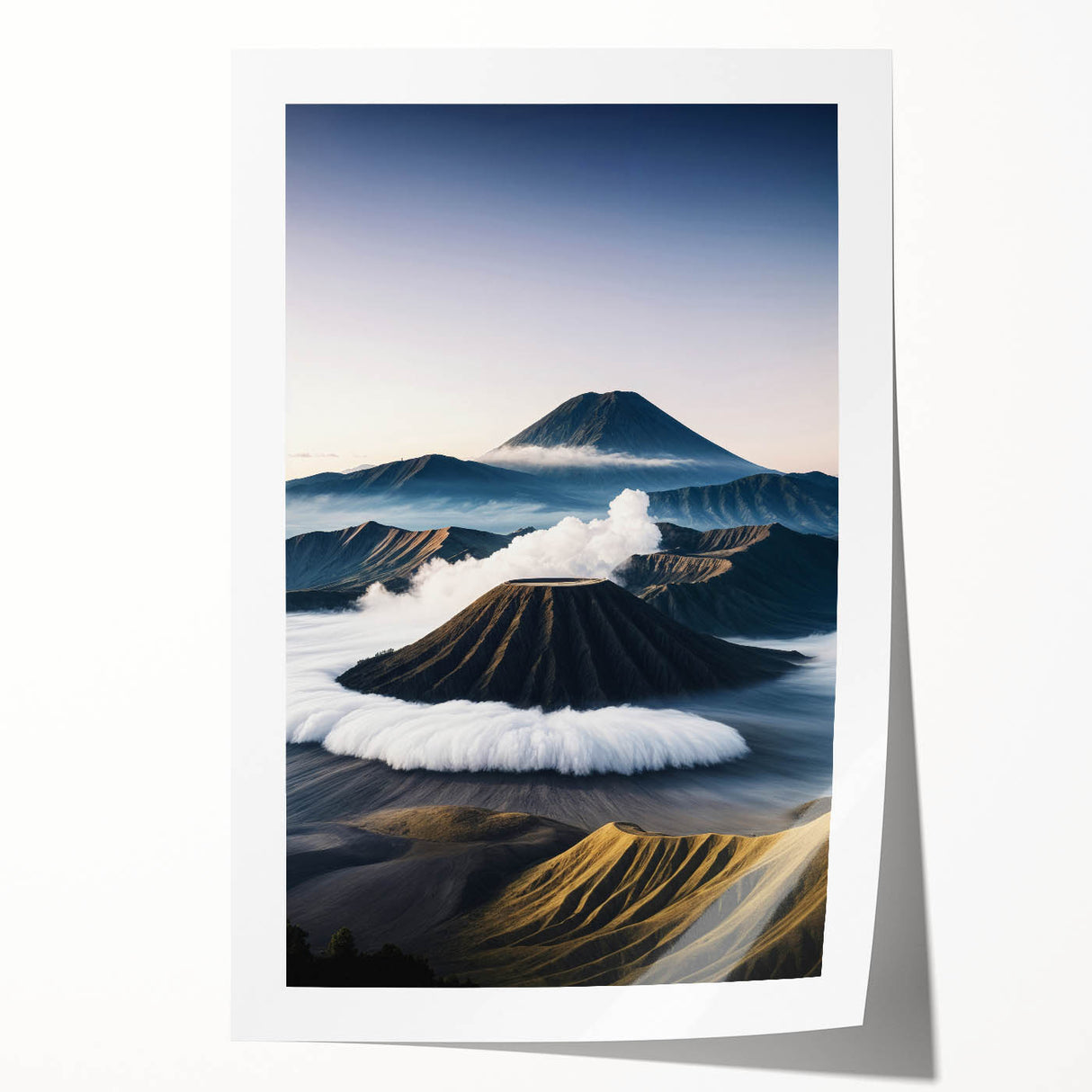 Extra large rolled print of an Indonesian landscape featuring lush greenery and floral elements.