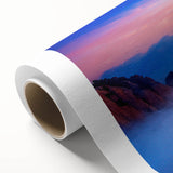 Art Deco style poster of a serene Korean landscape on rolled canvas, with soft pastel colors, ideal for nursery wall art.