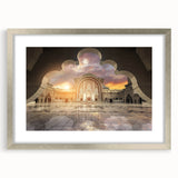 Textured abstract art print of a Malaysian landscape in muted earth tones on a framed silver mat, ideal for bedroom art.