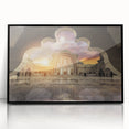 Large abstract wall art depicting a vibrant Malaysian landscape in mid-century modernist style on a framed acrylic.