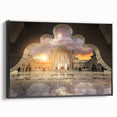 Black and white framed canvas of a Malaysian landscape in vintage poster art style, ideal for bedroom decor.