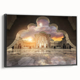 Black and white framed canvas of a Malaysian landscape in vintage poster art style, ideal for bedroom decor.