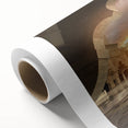 Art deco poster of a Malaysian landscape in pastel shades on rolled canvas, ideal for nursery wall art.