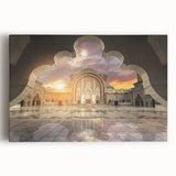 Black and white large art print of Malaysian landscape on stretched canvas, ideal for kitchen wall art.
