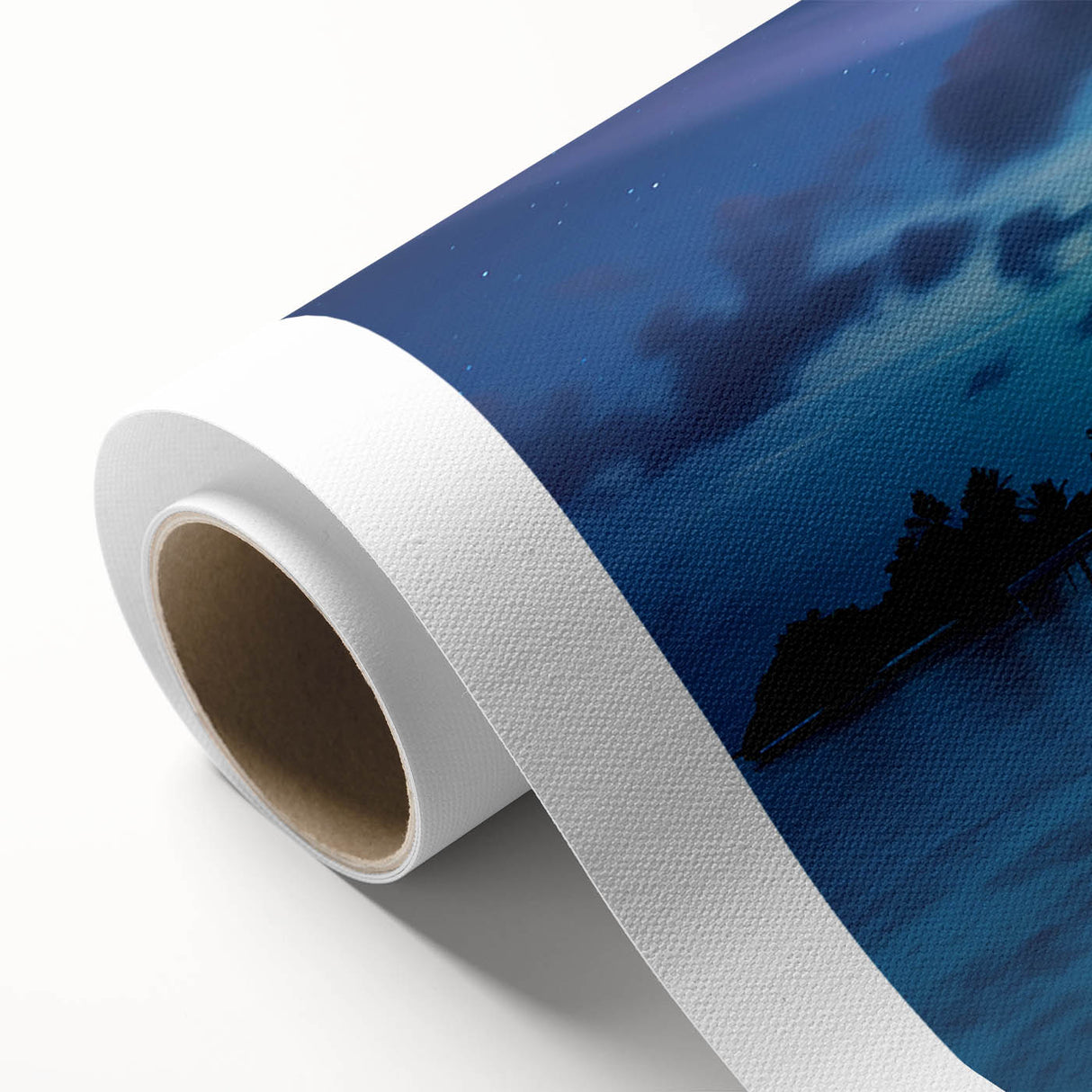 Art Deco poster of a serene Maldivian beach on rolled canvas, ideal for nursery wall art or dining room ambiance.