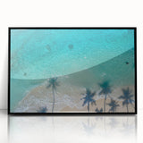 Large abstract wall art depicting a serene Philippine landscape in muted earth tones, framed in black acrylic.
