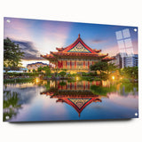 Large abstract wall art of a Taiwan scenery in vibrant colors on acrylic glass, suitable for bedroom or dining room decor.