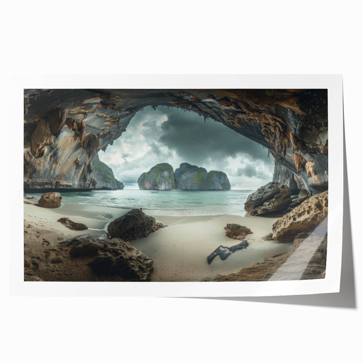 Extra large rolled print of a serene Thai landscape with vibrant green and blue hues.