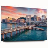 Large abstract wall art of a European Albanian scenery on acrylic glass, ideal for bedroom or dining room decor.