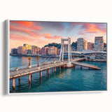 Vintage poster art of Albania scenery on extra large framed canvas, featuring colorful art in black, ideal for living room.