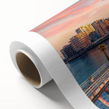 Art Deco poster of a European Albanian scenery in pastel shades on rolled canvas, ideal for nursery wall art.