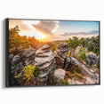 Black and white framed canvas of a vintage Czech Republic landscape, ideal for bedroom wall decor.