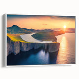 Vintage poster art of a European Denmark scenery on extra large framed canvas.