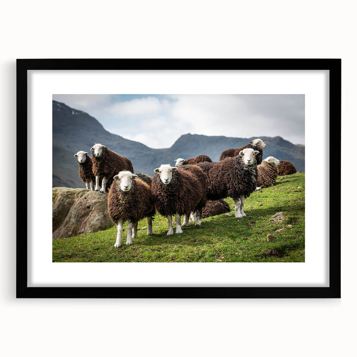 Abstract art print of a colorful, textured European landscape in a black frame, ideal for living room decor.