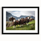Abstract art print of a colorful, textured European landscape in a black frame, ideal for living room decor.